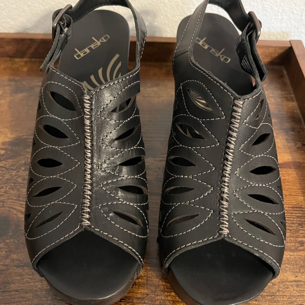 Dansko Black Full Grain Leather Clogs